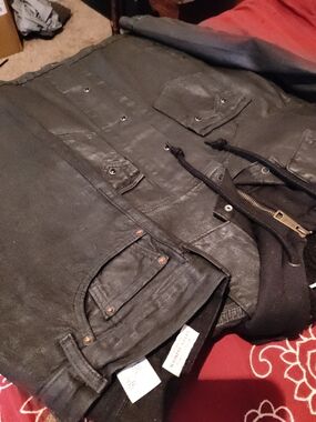 Rare  Levi Strauss Waxed Black Jacket And Matching Jeans Brand New Never Worn